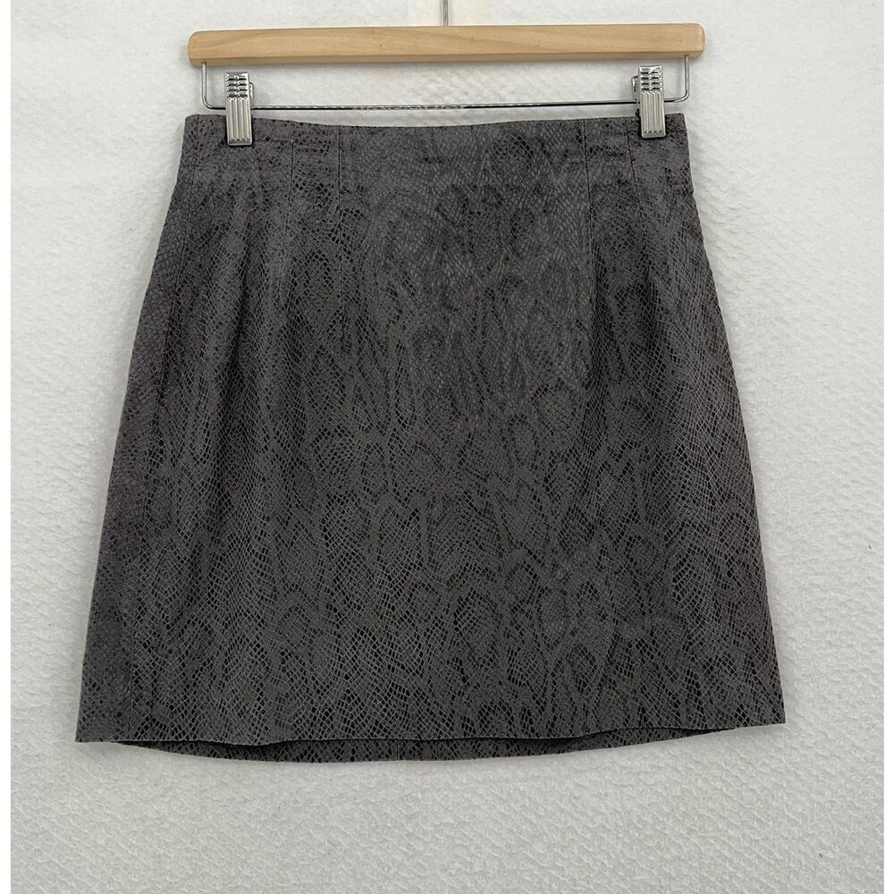 Vakko Gray Snake Skin Sueded Leather Mini Skirt Sz 8 Made in USA